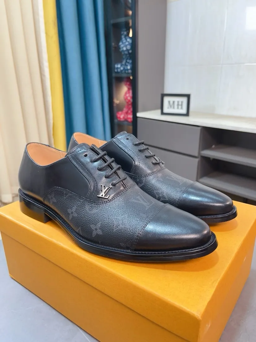Men's men's shoes 💰520🌸🌸【LV Louis Vuitton】~ New product 🆕High-end original men's 🚹Business casual leather shoes, made of original cowhide open-edge bead fabric➕comfortable and soft cowhide lining➕cowhide insole, original LOGO rubber non-slip outsole. Code number: 38-44